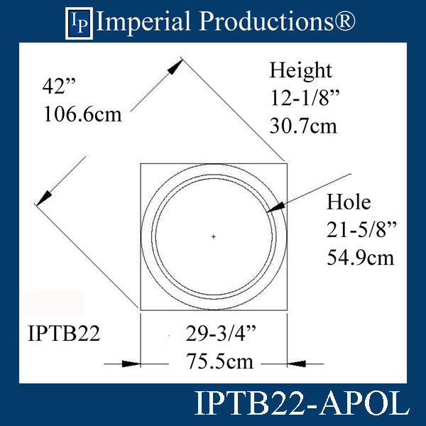 IPTB22-CAP-POL Tuscan Capital Hole 21-5/8" ArchPolymer Print Brochure to order FOB Factory US$618.87 Ea