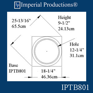 IPTB801-BASE-GRG-PK2 Tuscan Base Hole 12-1/4" GRG-NeoPlaster, Custom Order Pack of 2