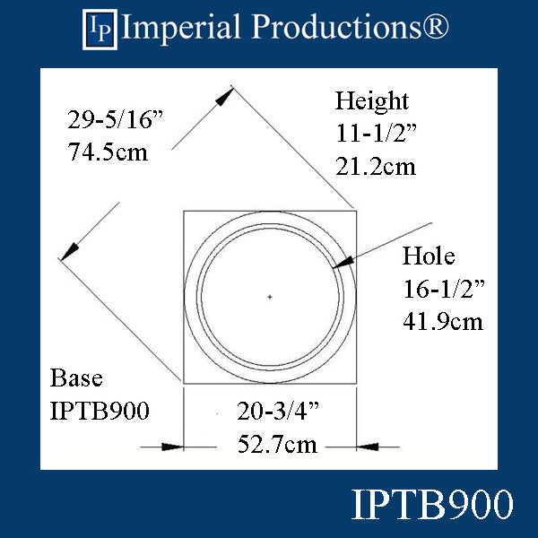 IPTB900-BASE-APOL-PK2 Tuscan Base ArchPolymer Hole 16-1/2", Pack of 2, Custom Order