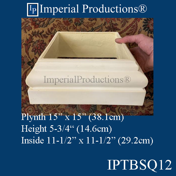 IPTBSQ12-POL Tuscan Square Base Inside Square 11-1/2" Custom Order Pack of 2