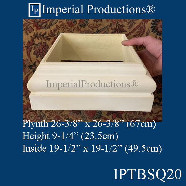 IPTBSQ20-POL Tuscan Square Base Inside Square 19-1/2" Custom Order Pack of 2