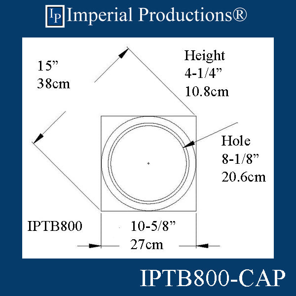 IPTB800-CAP-POL-PK2 Tuscan Capital ArchPolymer- Hole 8-1/4" Pack 2 Custom Order