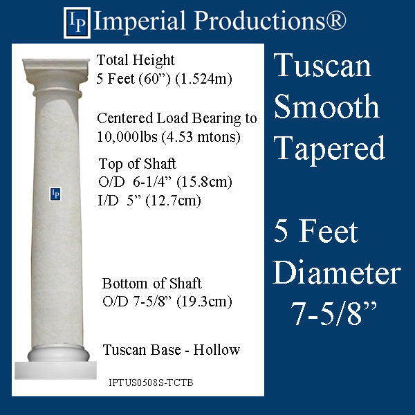 IPTUS0508S-TCTB-PC Tuscan Smooth Tapered 5 Feet 7-5/8" FRP-PolyComp Print Brochure to Order US$273.48