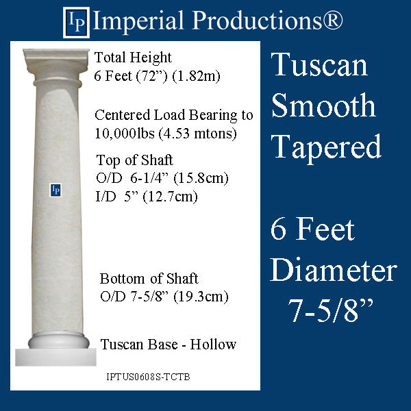 IPTUS0608S-TCTB-PC Tuscan Smooth Tapered 6 Feet 7-5/8" FRP-PolyComp Print Brochure to Order US$305.03
