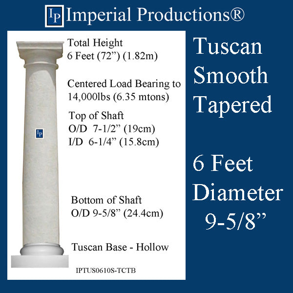IPTUS0610S-TCTB-PC Tuscan Smooth Tapered 6 Feet 9-5/8" FRP-PolyComp Print Brochure to Order US$377.19