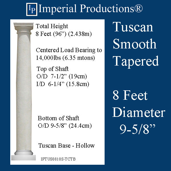 IPTUS0810S-TCTB-PC Tuscan Smooth Tapered 8 Feet 9-5/8" FRP-PolyComp Print Brochure to Order US$410.26