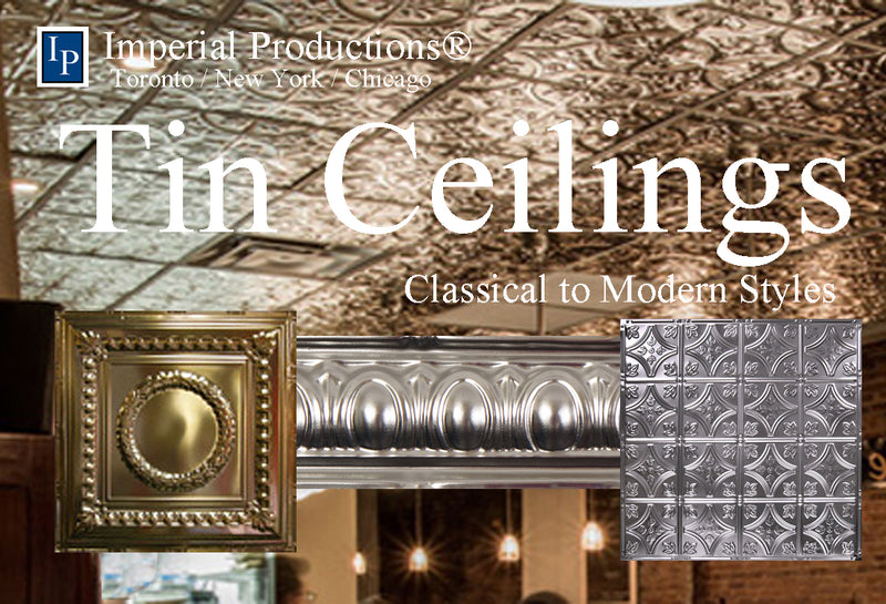 Tin Ceilings modern and classical styles for residential and commerial projects. 100's of patterns and finishes. Nail up and TBar drop in models