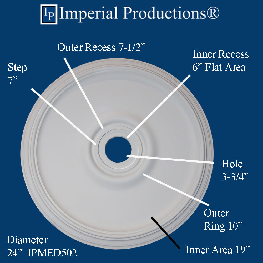 IPMED502-GRG Colonial Medallion 24" GRG-NeoPlaster, Custom, Add to Cart for Shipping costs or Free Depot Pickup