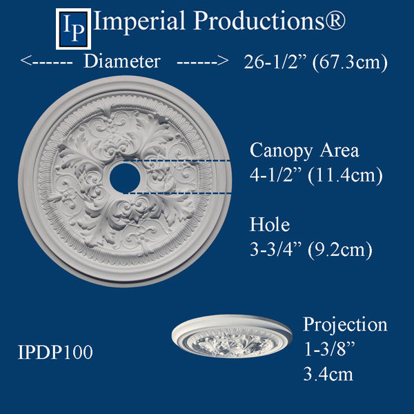 IPDP100H-POL Acanthus Medallion 26-1/2" (67.3cm) ArchPolymer