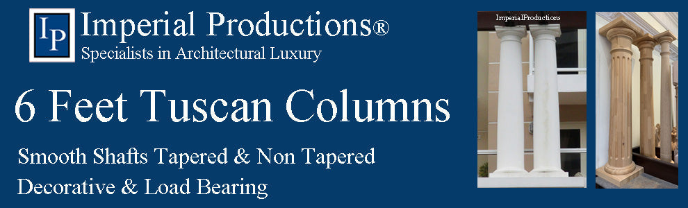8 Feet Tuscan Smooth columns load bearing and decorative tapered and non tapered