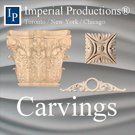 Hand Carvings from Imperial, Maple Red Oak, Cherry onlays, capitals, appliques