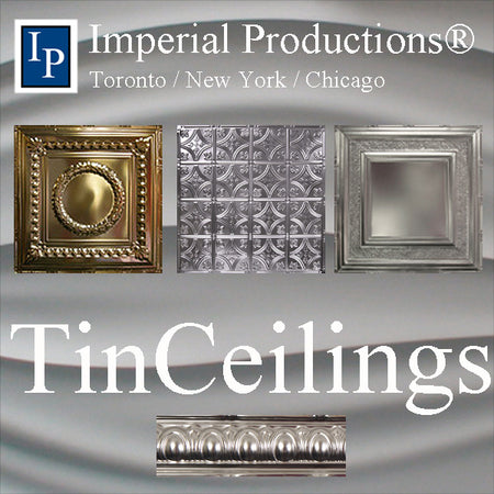 Tin Ceilings in Tin, Copper, Aluminum, Crown mouldings in Tin, Factory Finishes or Finish Yourself 