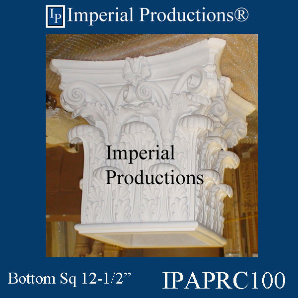 IPAPRC100-POL Corinthian Square Capital - Square Bottom 12-1/2 inches - Custom 2 Weeks
