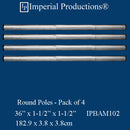 IPBAM102-POL-4 Faux Bamboo Pole ArchPolymer 36" x 1-1/2" x 1-1/2" Pack of 4