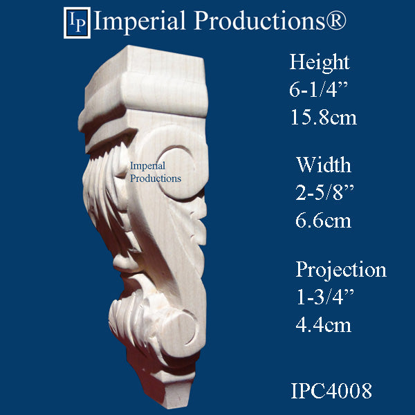 IPC4008-CHR Acanthus Corbel, 6-1/4" high, Cherry