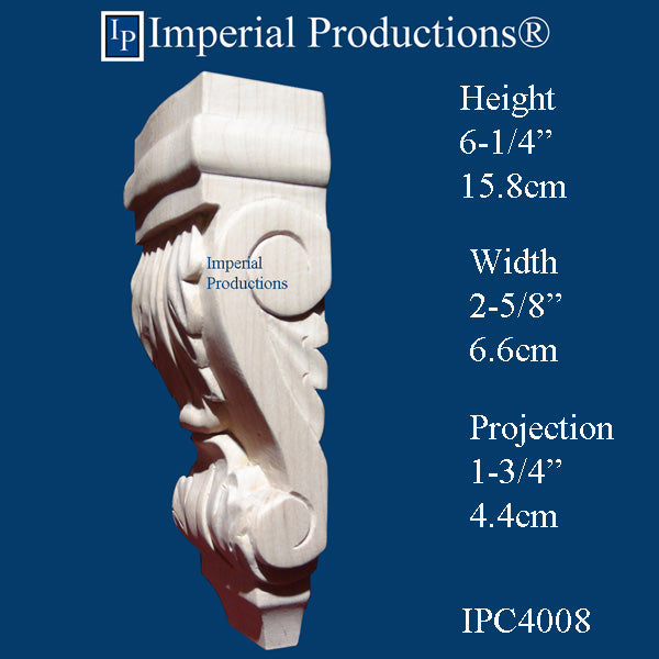 IPC4008-MAP Acanthus Corbel, 6-1/4" high, Hard Maple