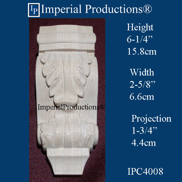 IPC4008-ROK Acanthus Corbel, 6-1/4" high, Red Oak
