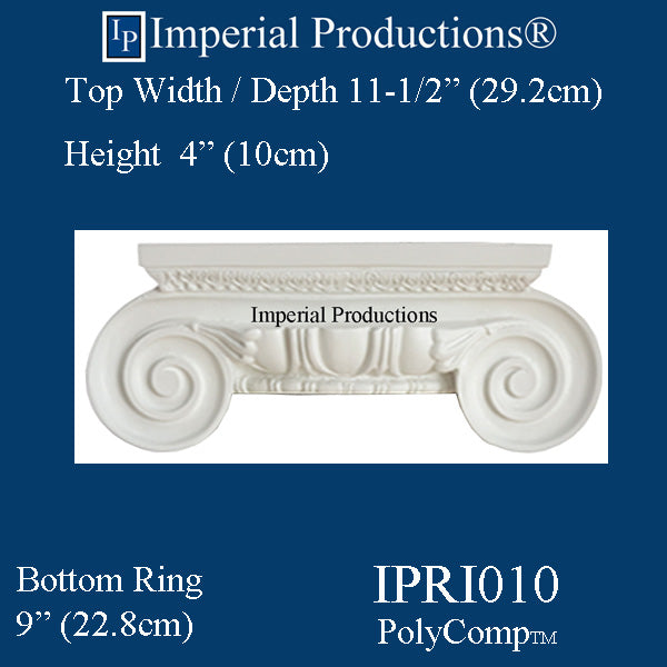 IPRI010-PCOMP-PK2 Roman Ionic Capital PolyComp Ring 9", Load Bearing Pack of 2