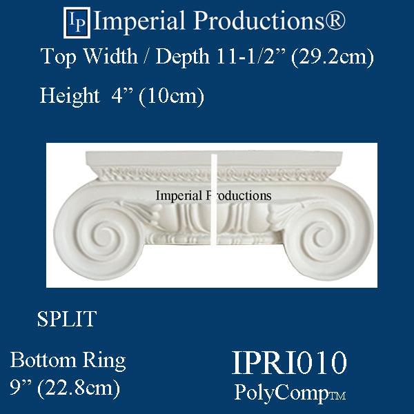 IPRI010-PCOMP-SPLIT-PK2 Roman Ionic Capital PolyComp Hole 4-1/2" Pack of 2