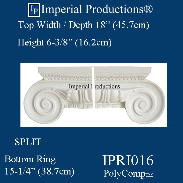 IPRI016-PCOMP-SPLIT-PK2 Roman Ionic Capital EconPolymer Pack of 2