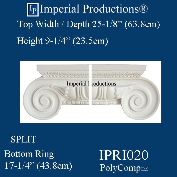 IPRI020-PCOMP-SPLIT-PK2 Roman Ionic Capital EconPolymer Pack of 2