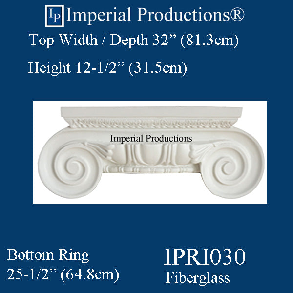 IPRI030-FG-PK2 Roman Ionic Capital Fiberglass Pack of 2