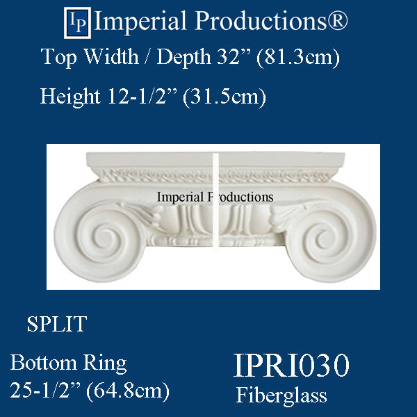 IPRI030-FG-SPLIT-PK2 Roman Ionic Capital Fiberglass Pack of 2