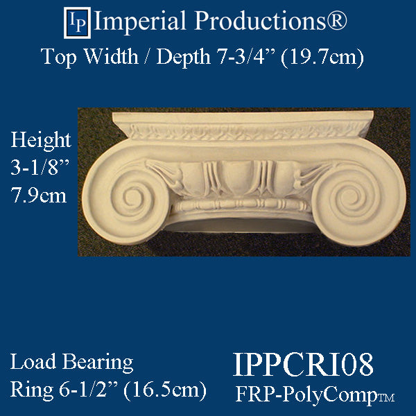 IPPCRI08-FRP-PK2 Roman Ionic Capital FRP-PolyComp Load Bearing Ring 6-1/2" Pack of 2