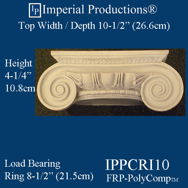 IPPCRI10-FRP-PK2 Roman Ionic Capital FRP-PolyComp Load Bearing Hole 5-3/4" Pack of 2