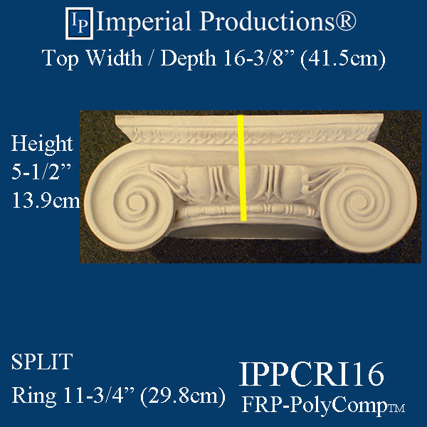 IPPCRI16-FRP-SPLIT-PK2 Roman Ionic Capital FRP-PolyComp, Ring 11-3/4", Pack of 2