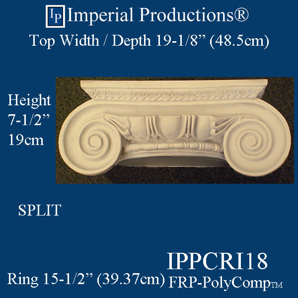 IPPCRI18-FRP-SPLIT-PK2 Roman Ionic Capital FRP-PolyComp Load Bearing Pack of 2