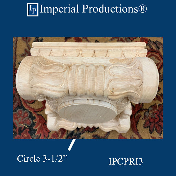 IPCPRI3 Roman Ionic Capital Hard Maple Bottom Ring 3-1/4", Pack of 2