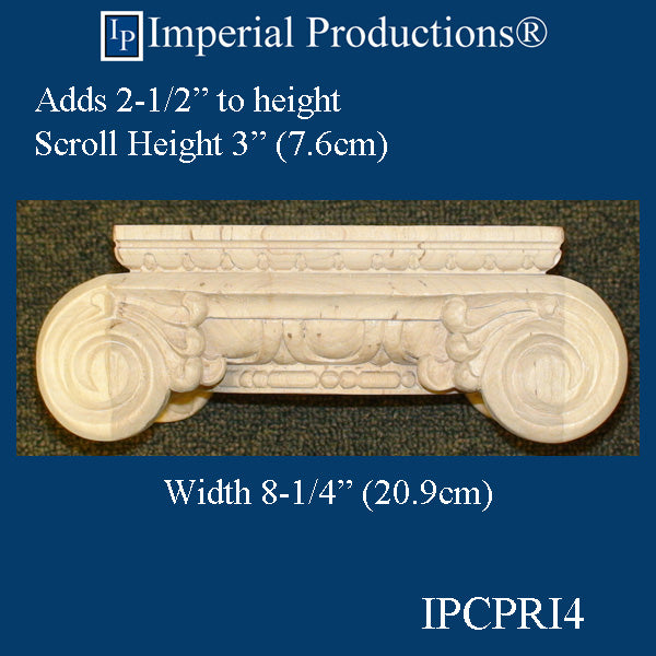 IPCPRI4 Roman Ionic Capital Basswood Bottom Ring 4-1/2", Sold Each