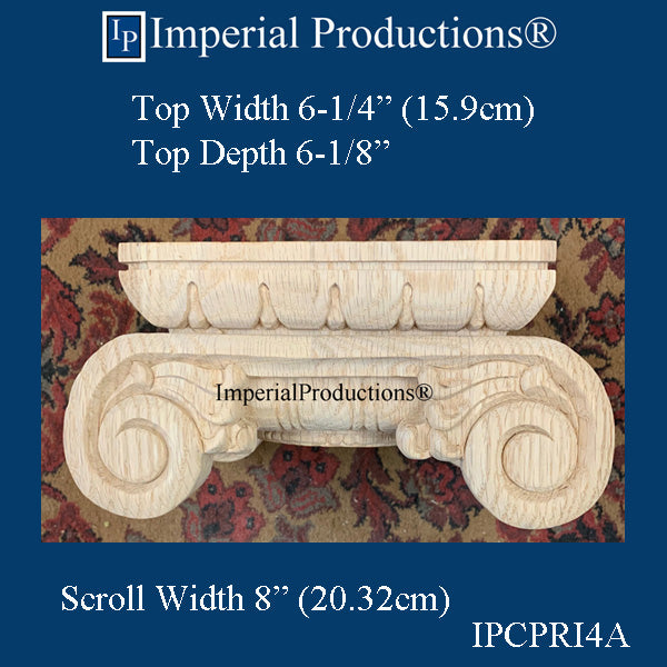 IPCPRI4A Roman Ionic Capital Red Oak Bottom Ring 4-1/2", Sold Pk2