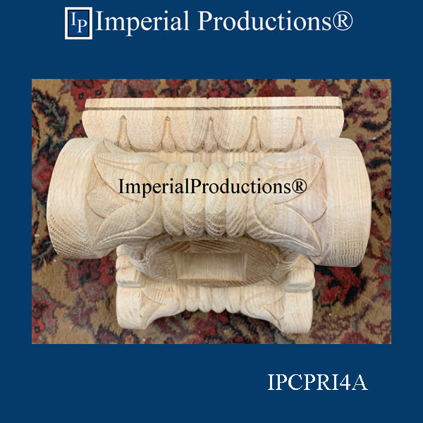 IPCPRI4A Roman Ionic Capital Red Oak Bottom Ring 4-1/2", Sold Pk2