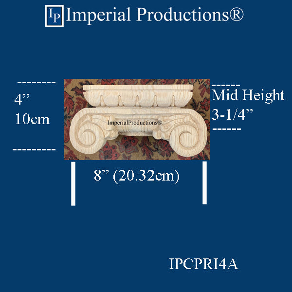 IPCPRI4A Roman Ionic Capital Red Oak Bottom Ring 4-1/2", Sold Pk2