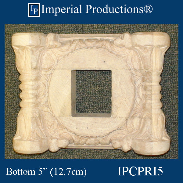 IPCPRI5 Roman Ionic Capital Hard Maple Bottom Ring 5", Sold Each