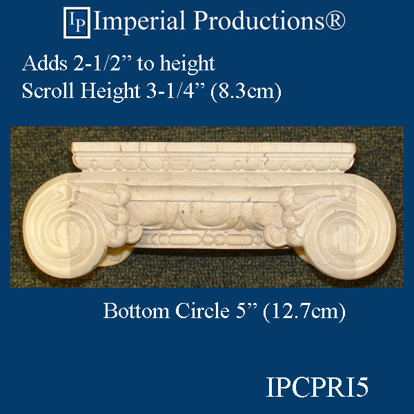 IPCPRI5 Roman Ionic Capital Hard Maple Bottom Ring 5", Sold Each