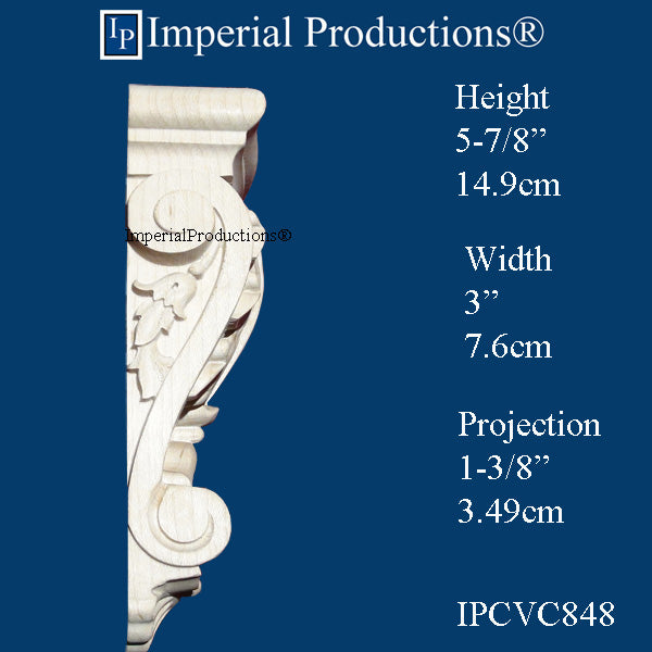 IPCVC848-CHR Acanthus Style Corbel 5-7/8" high Red Oak