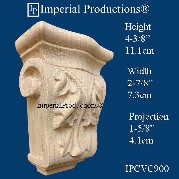 IPCVC900-MAP Acanthus Corbel 4-3/8" high, Hard Maple