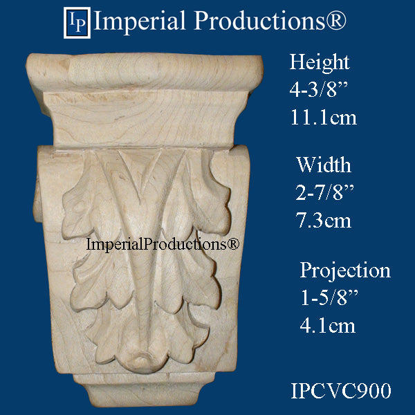 IPCVC900-MAP Acanthus Corbel 4-3/8" high, Hard Maple