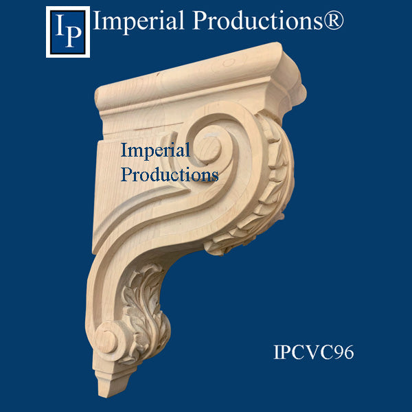 IPCVC96-CHR-PK2 Acanthus Corbel, 13-1/4" high X 8-1/4" deep x 3-3/4" wide Cherry pack of 2