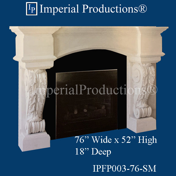 IPFP003-76-STN Classical Acanthus Fireplace Mantel 76 inch wide