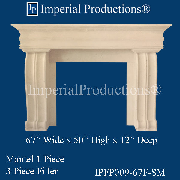 IPFP009-67F-SM Ionic Fireplace Mantel 67 inch wide with Filler