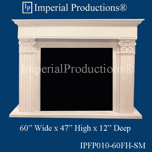 IPFP010-60FH-SM Corinthian Fireplace Mantel 60 inch wide, Filler, Hearth