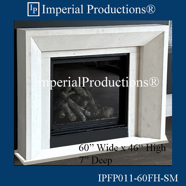 IPFP011-60FH-SM Modern Fireplace Mantel with 3 Fillers & Hearth 60 inch wide