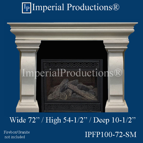 IPFP100-80-STN Art Deco Fireplace Mantel 80 inch wide