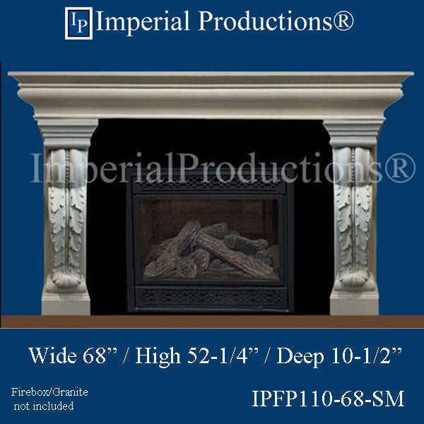 IPFP110-68-SM Classical Acanthus Fireplace Mantel 68 inch wide