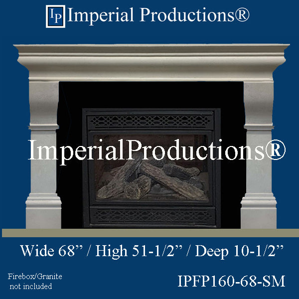 IPFP160-68-SM Doric Fireplace Mantel 68 inch wide
