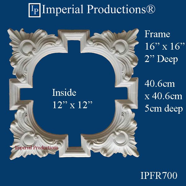 IPFR700-GRG Victorian Frame/Medallion 16" x 16" x 2" GRG-NeoPlasterTM